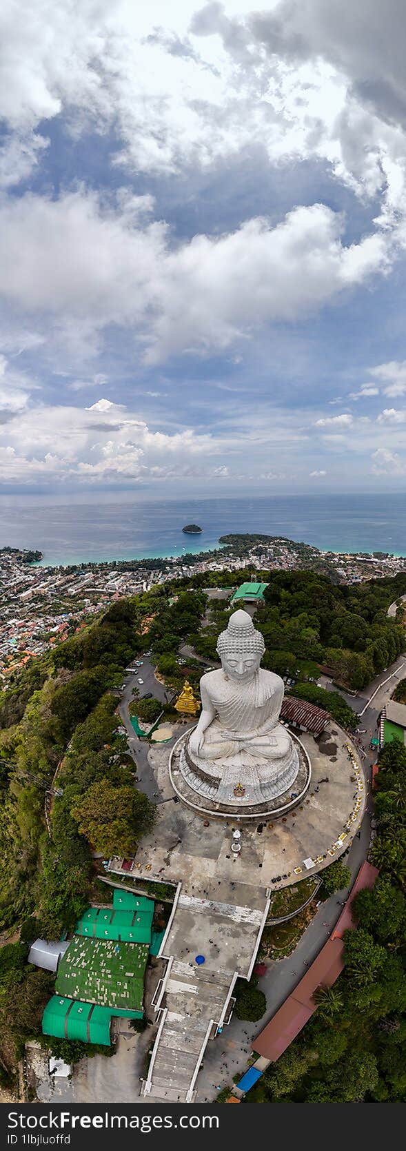 vertical Panorama Big buddha temple at phuket