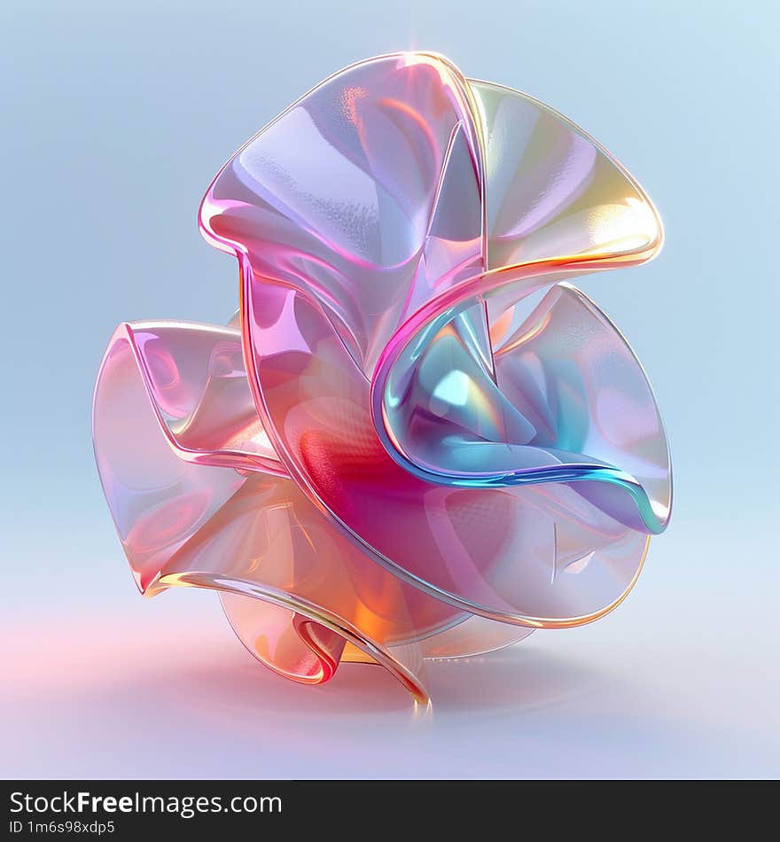 3D Rendering Abstract Holographic Shape Illustrator