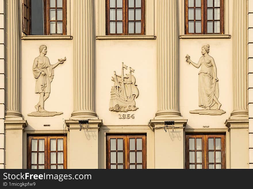 A Building’s Facade With Classical Architectural Details