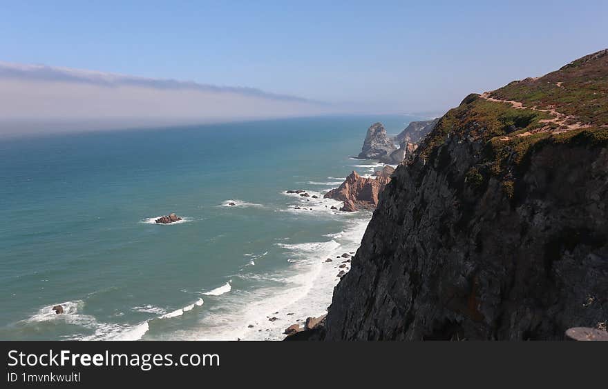 The Atlantic coast of southern Portugal is a multi-kilometer chain of cliffs.