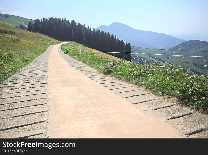 Concrete Path On A Mountain Cliff