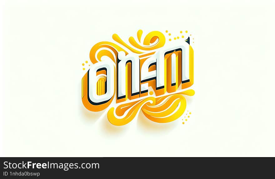 Modern �OnAm� text in a bold 3D style with decorative swirls and shadow effects on a clean background