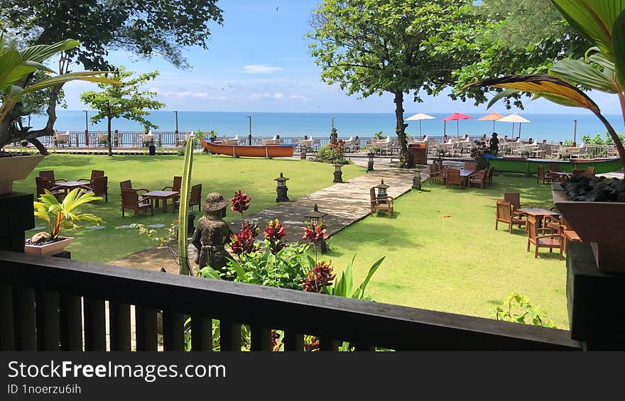 A Restaurant With A Sea View In Bali, Indonesia.