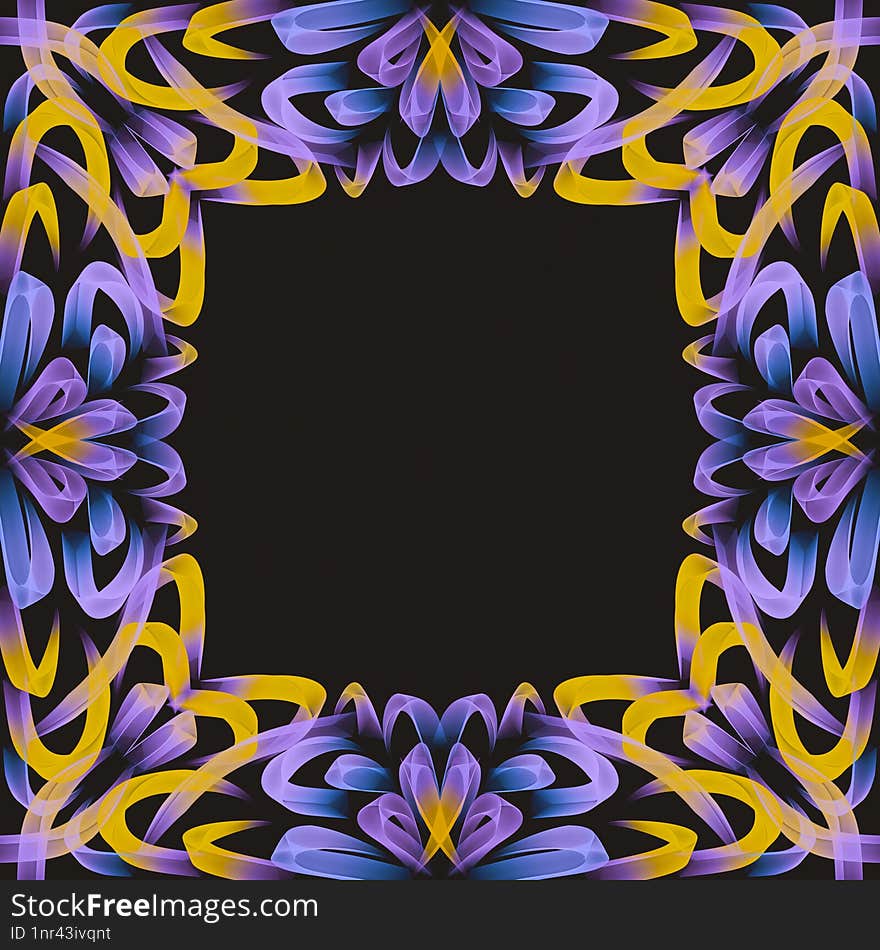 This vibrant Christmas ornament features a beautiful frame with vibrant purple and yellow swirls creating a festive backdrop. It i