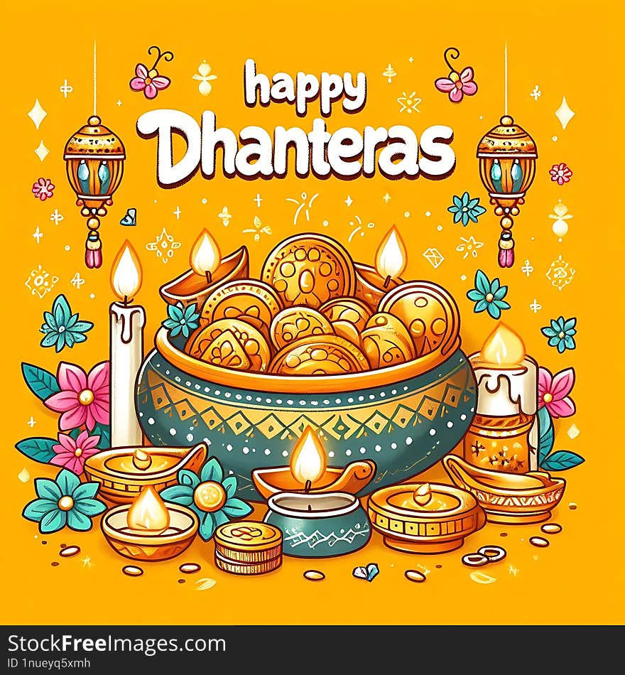 happy dhanteras illustration india celebration