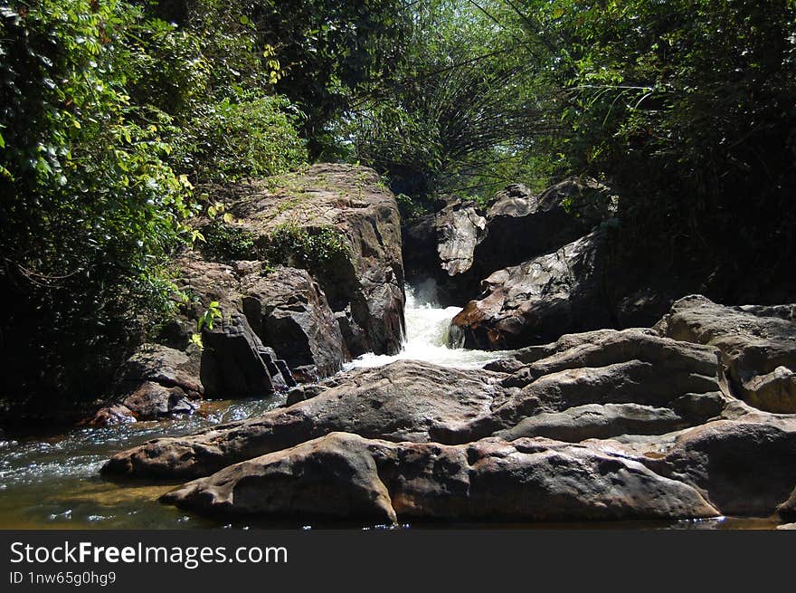 A Waterfall With Rapid Water Flowing