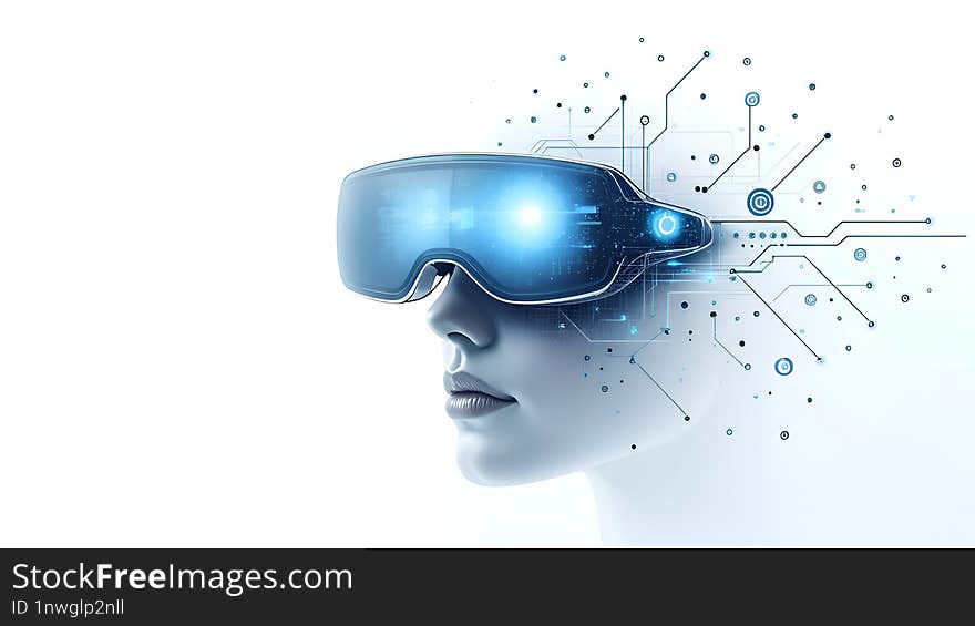 Futuristic abstrac background of a girl with glasses