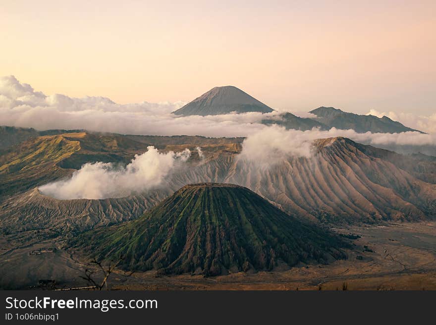 Mount Bromo in The Morning fill with Cloud