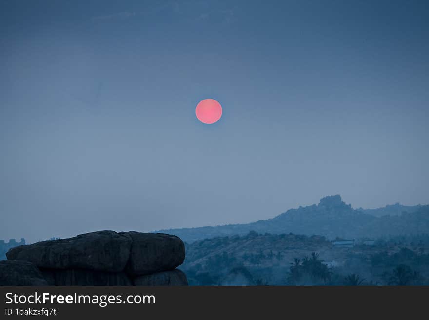 Early morning vibe, sunrise on Hampi, Karnataka