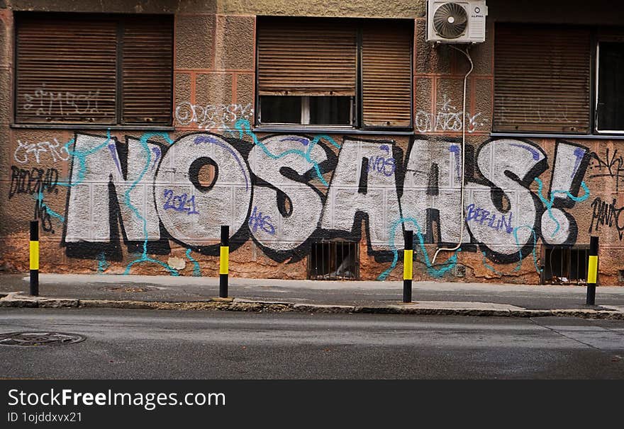 Graffiti drawn on the facade of an old building in Belgrade