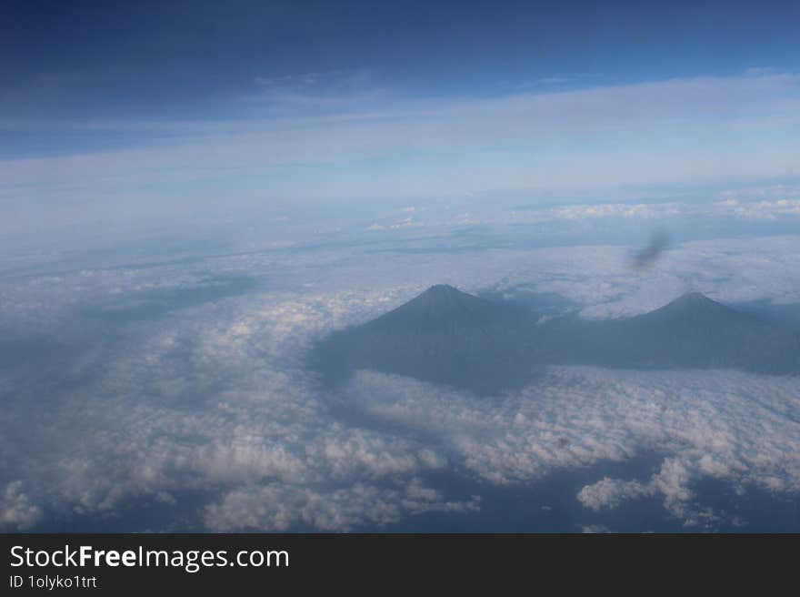 Mountain view from aeroplane window