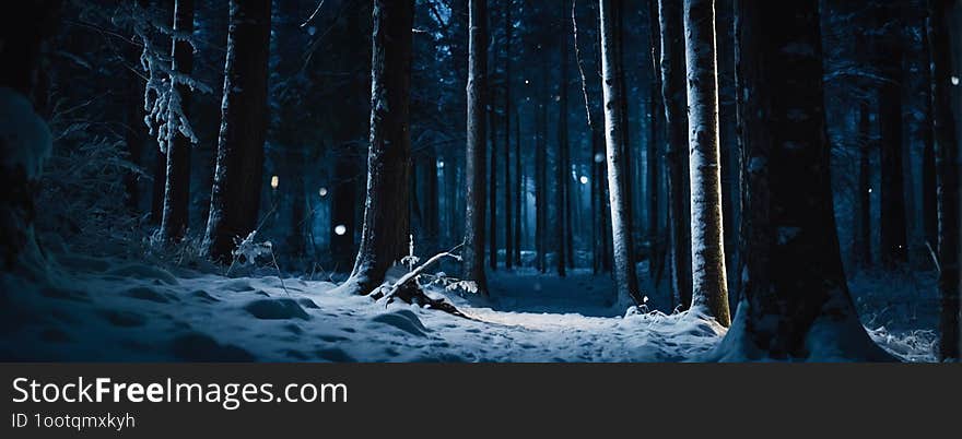 Snowfall in a Dark Forest