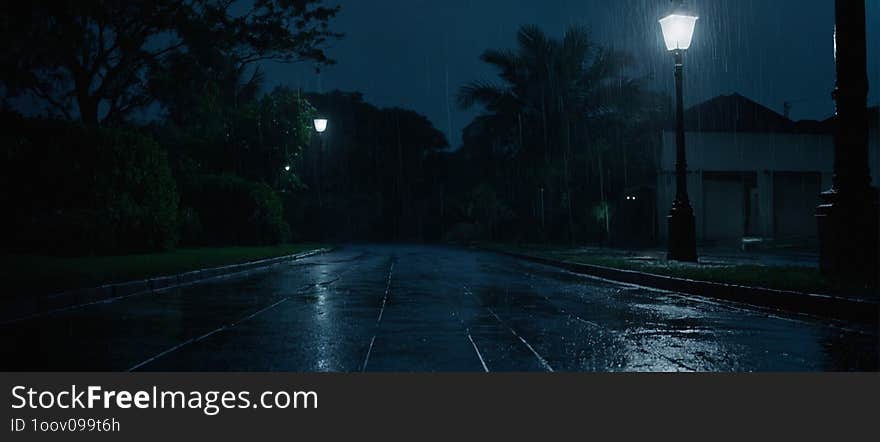 A dark street at night is illuminated by a single street light, casting a pool of light on the pavement. The scene is shrouded in shadows, creating a mysterious atmosphere. A dark street at night is illuminated by a single street light, casting a pool of light on the pavement. The scene is shrouded in shadows, creating a mysterious atmosphere.