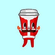 Cute Paper Plastic Cup Character Wearing Santa Claus Suit Very Happy Stock Photo