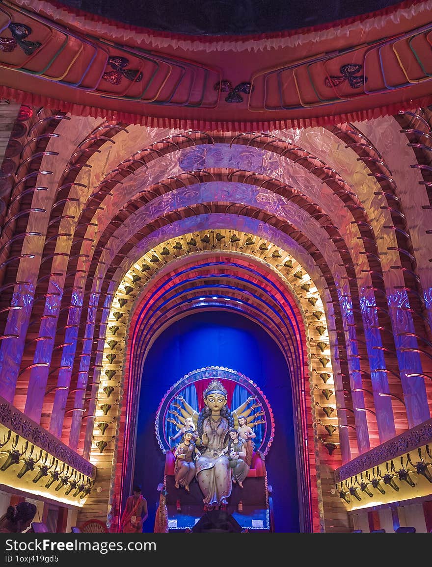 Durga Puja Pandal with devi Mahamaya