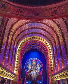 Durga Puja Pandal With Devi Mahamaya Stock Photography