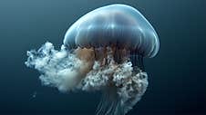 The Delicate Jellyfish Move With An Air Of Elegance As They Freely Wander In The Boundless Expanse Of The Sea. Their Translucent F Royalty Free Stock Images