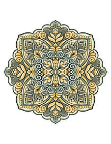 Simple Circular Mandala Design In Yellow And Pale Green Shades Royalty Free Stock Photos