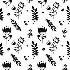 Floral Seamless Pattern On White Background. Botanic Black Color Illustration. Perfect For Greeting Card, Fabric, Scrapbook, Poste Royalty Free Stock Photos