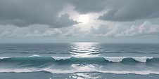 A Stormy Ocean Scene With Large Waves Crashing Against A Cloudy Sky, The Sun Peeking Through The Clouds And Reflecting Royalty Free Stock Photos