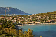 Panoramic View Of Porto Frailis, Sardinia And The Beach Seen From San Gemiliano Tower On A Summer Afternoon Royalty Free Stock Photos