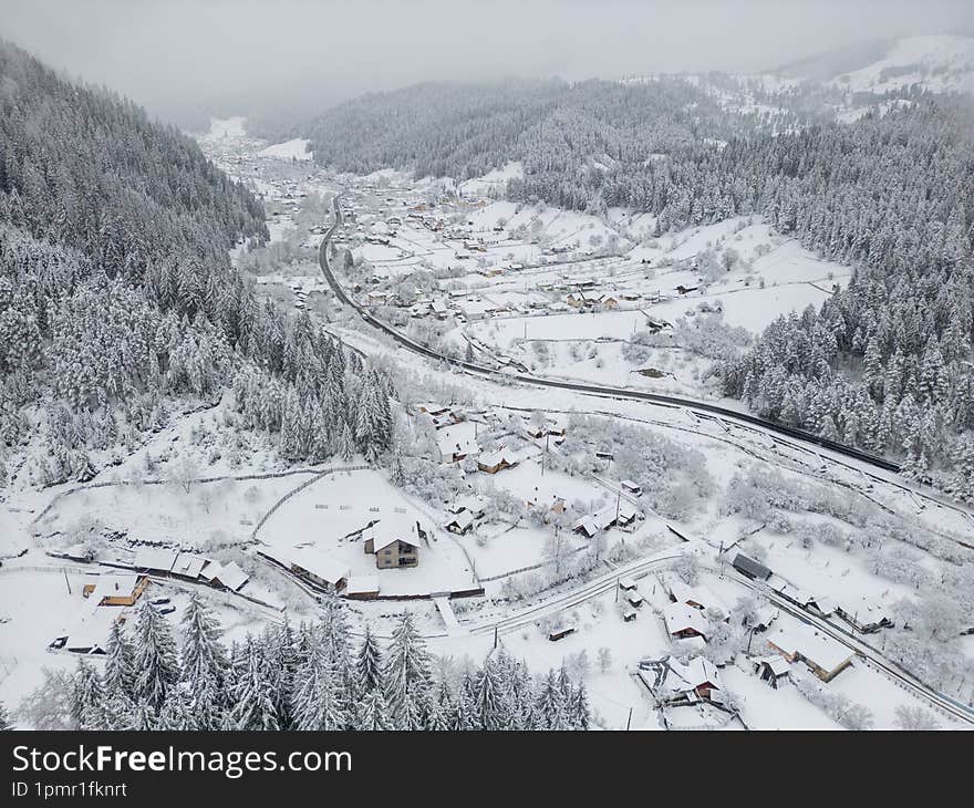 winter landscape in Petru Voda, Romania