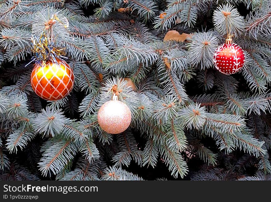 decorations on the Christmas tree