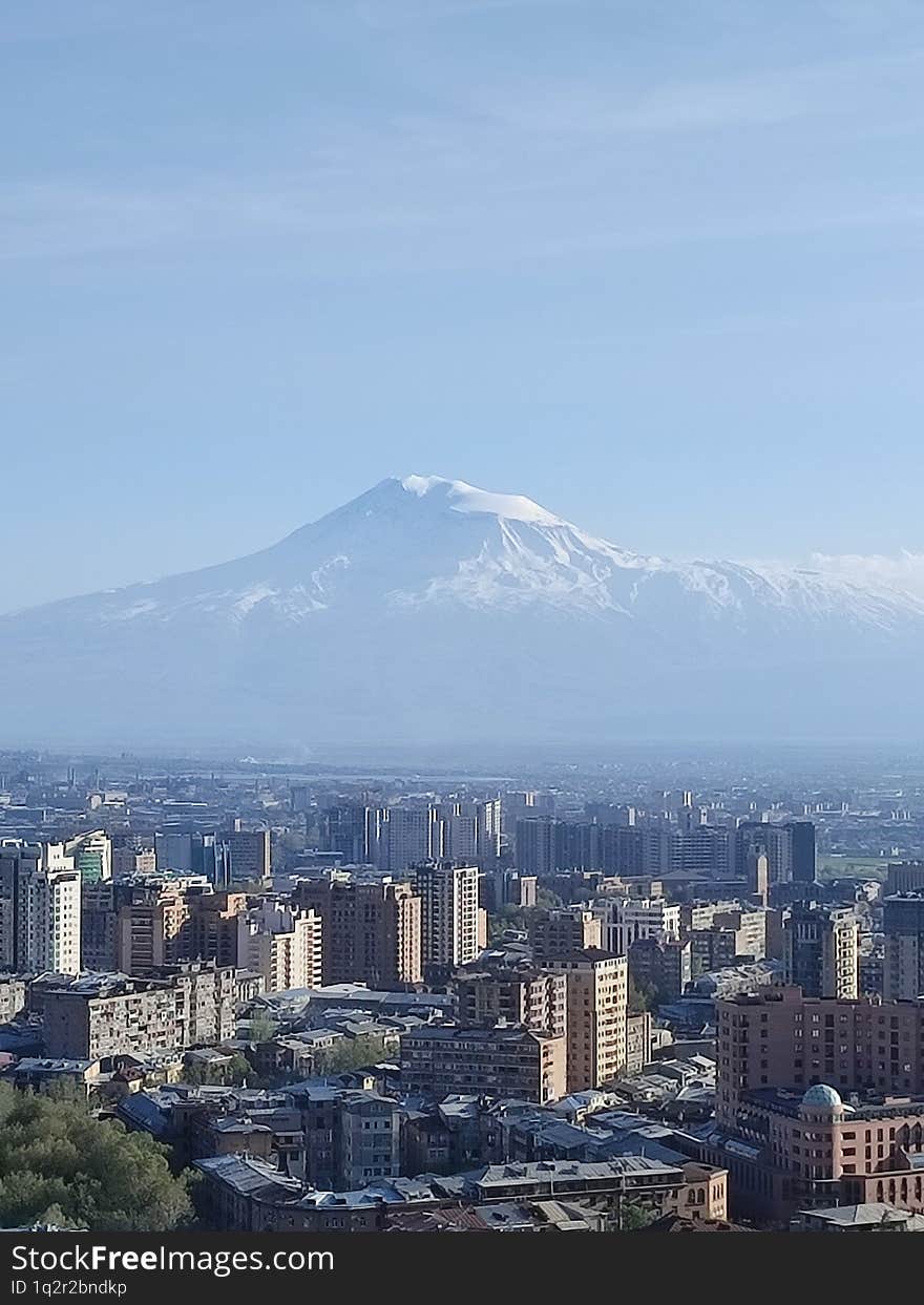 View of mouth Ararat and the city of Yerevan