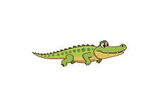 A Cute Cartoon Of A Curious Crocodile Flying With Clouds In The Background, Set Against A Pure White Backdrop Stock Photos