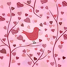 Valentine S Day Background With Bird And Colorful Hearts For Greeting Cards And Gift Design Royalty Free Stock Photo