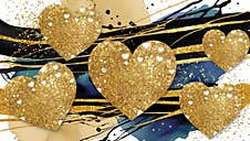 Golden Glitter Heart Shape Background Stock Photo