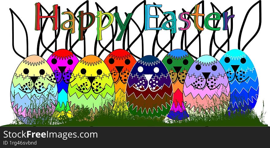 Easter seamless pattern with eggs and flowers.