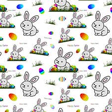 Easter Seamless Pattern With Eggs And Flowers. Stock Image