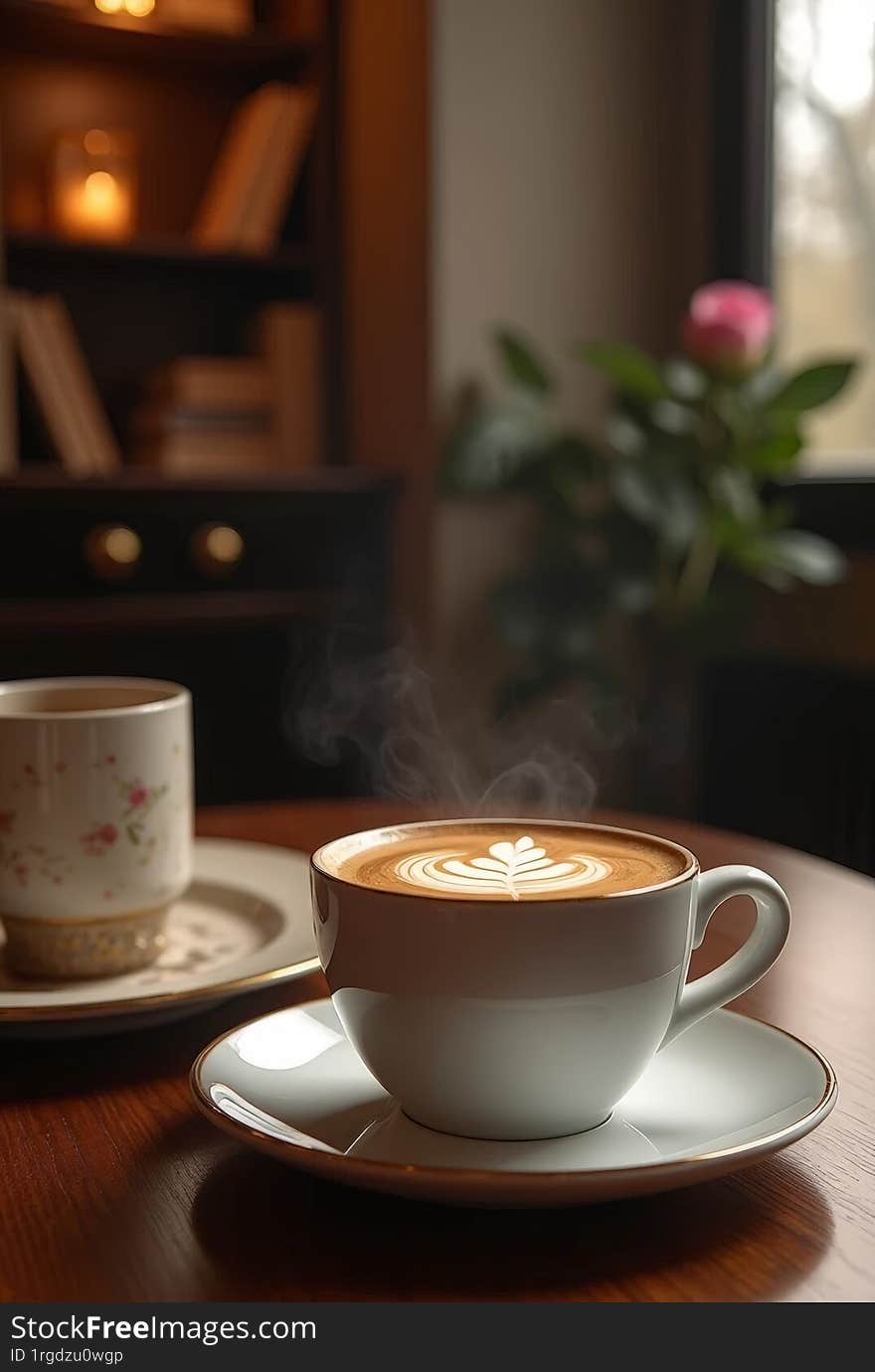 Image features a beautifully lit cup of tea in a white ceramic cup with a handle