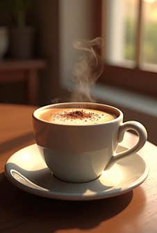 Image Features A Beautifully Lit Cup Of Tea In A White Ceramic Cup With A Handle Stock Photo