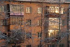 A Multi-storey Residential Building On A Frosty Winter Evening Royalty Free Stock Photography