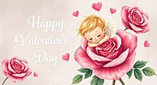 Valentine S Day Card Withcute Little Cupid In Love Heart In Flower Vector Illustration Royalty Free Stock Photos