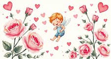 Valentine S Day Card Withcute Little Cupid In Love Heart In Flower Vector Illustration Stock Photos