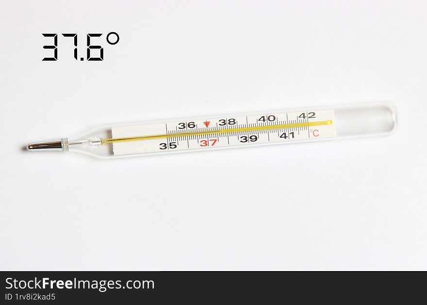 the mercury thermometer on a white background healthy temperature