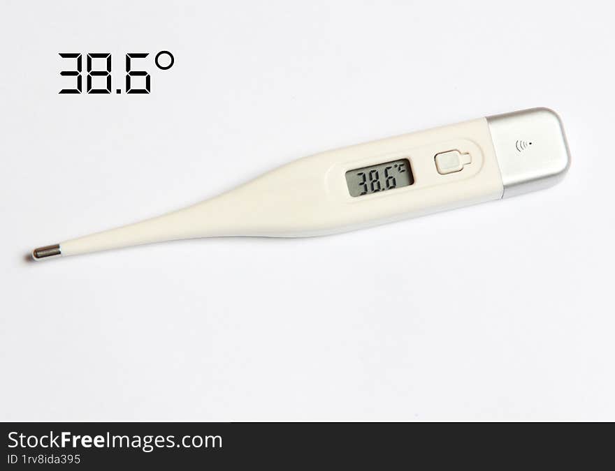 the electronic thermometer on a white background healthy temperature