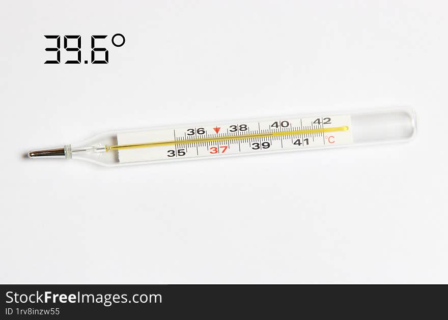 the mercury thermometer on a white background healthy temperature