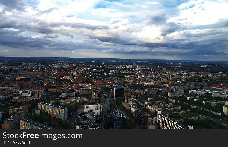 Sityscape at sunset from above