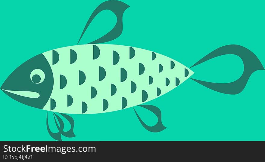 Fish  illustration for logo template, fisherman badge, menu design, fish products advertising.