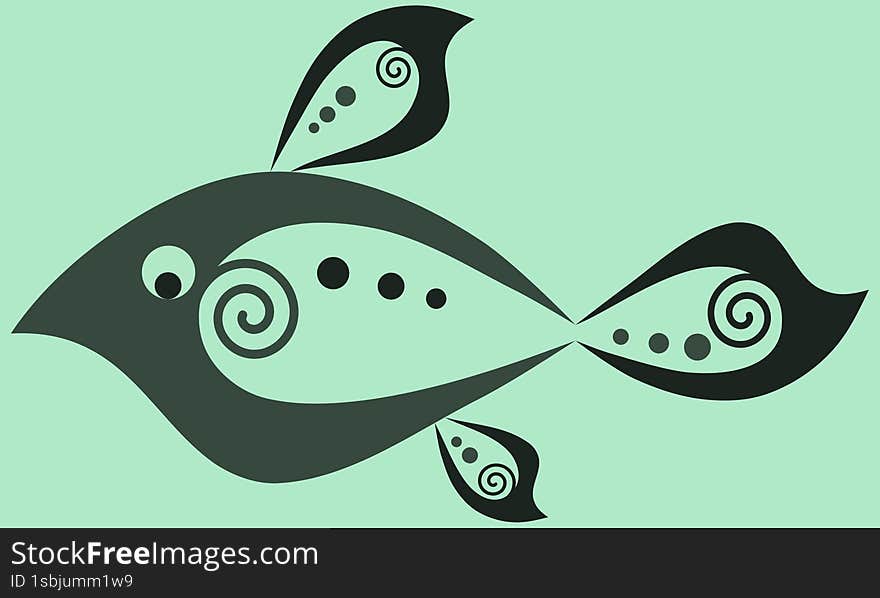 Fish  illustration for logo template, fisherman badge, menu design, fish products advertising.