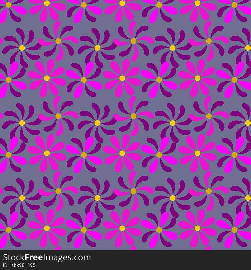 Seamless pattern with  image of lilac and purple flowers on a dark background. Background for printing on fabric or paper.