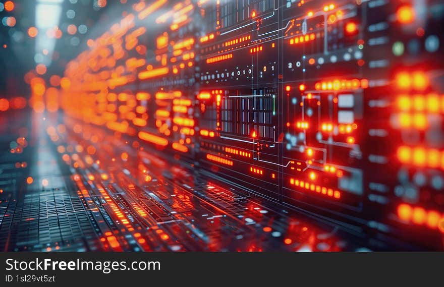 Technology background. Data flow elements on technology background. Artificial intelligence concept.