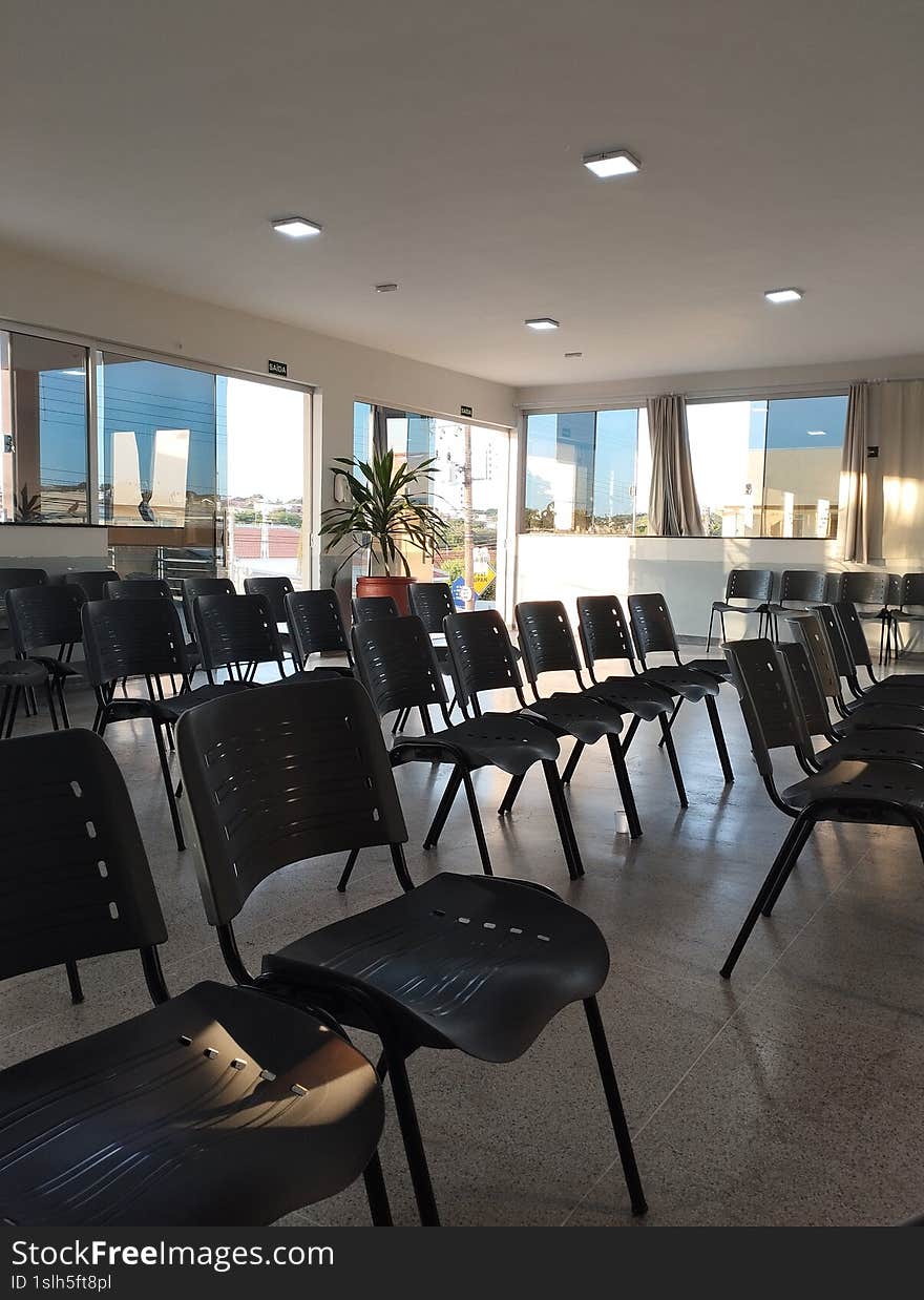 Empty conference room with chairs