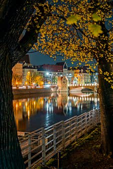 Night City Wroclaw Poland, Arch Nature Stock Photo