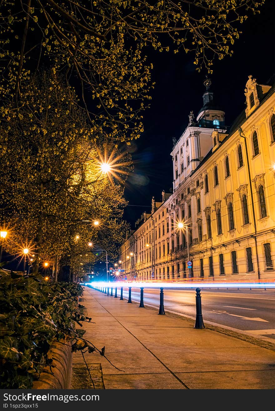 university, Wroclaw, Europe, Poland night street