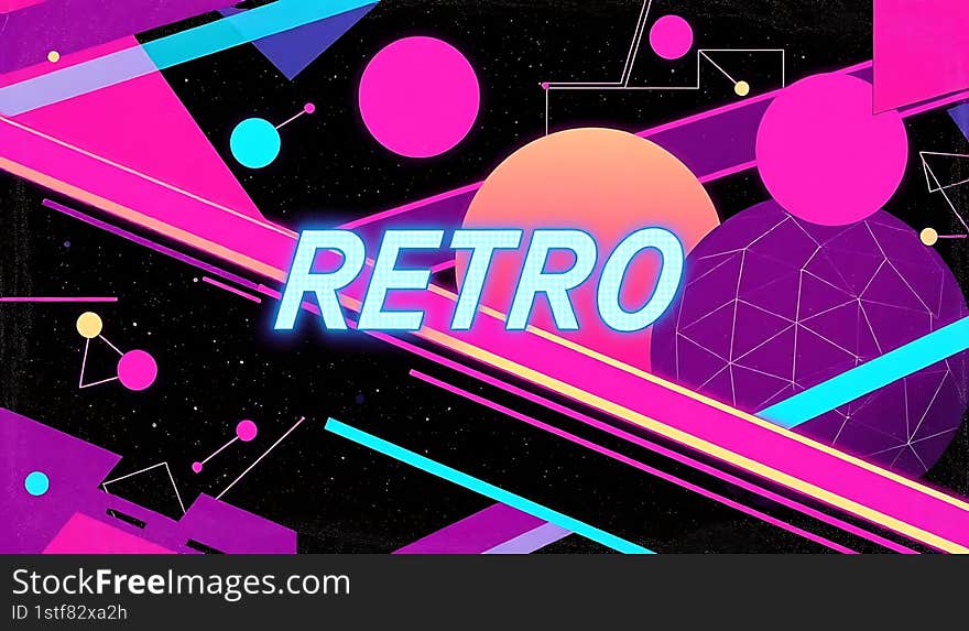 Retro futuristic neon light color background